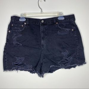 American Eagle Black Destroyed Mom Shorts
